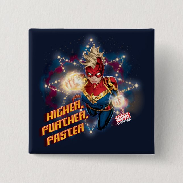 Avengers | Glowing Stars Captain Marvel Graphic 2 Inch Square Button (Front)