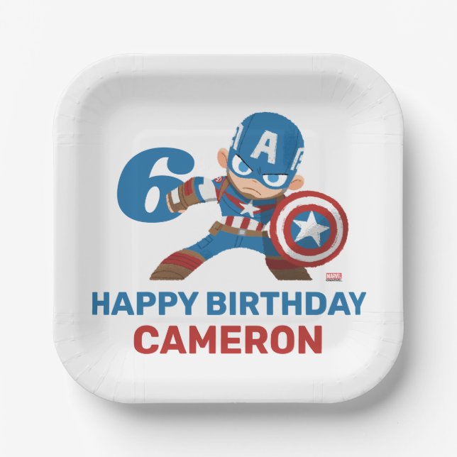 Avengers | Guri Hiru Captain America Birthday Paper Plate (Front)