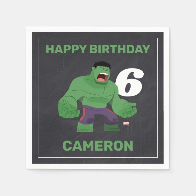 Avengers | Guri Hiru - Hulk Chalkboard Birthday Napkin (Front)