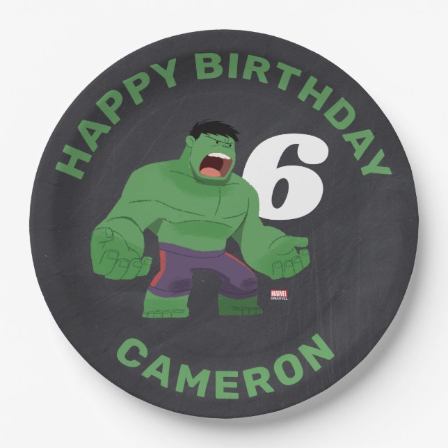 Avengers | Guri Hiru - Hulk Chalkboard Birthday Paper Plate (Front)
