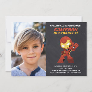Avengers   Guri Hiru Iron Man Birthday - Photo Invitation