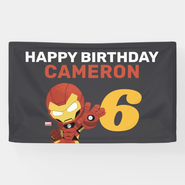 Avengers | Guri Hiru Iron Man Chalkboard Birthday Banner (Horizontal)