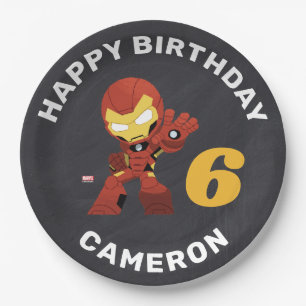 Avengers   Guri Hiru Iron Man Chalkboard Birthday Paper Plate