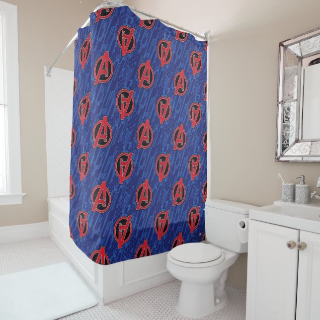 Avengers | High Tech Red Avengers Logo Pattern (In Situ)