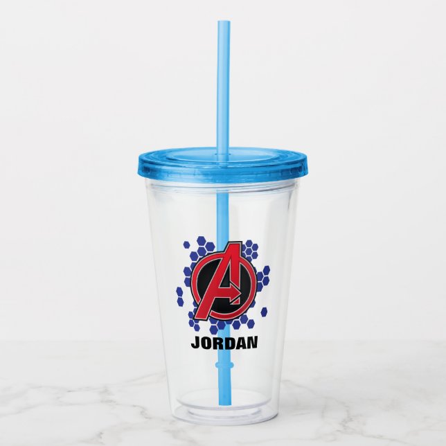 Avengers | High Tech Red Avengers Logo Pattern Acrylic Tumbler (Front)