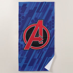 Avengers   High Tech Red Avengers Logo Pattern Beach Towel
