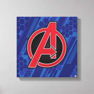 Avengers   High Tech Red Avengers Logo Pattern Canvas Print
