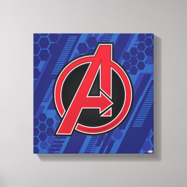 Avengers | High Tech Red Avengers Logo Pattern Canvas Print (Front)