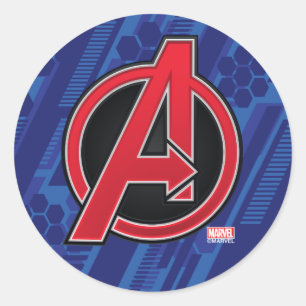 Avengers High Tech Red Avengers Logo Pattern Classic Round Sticker