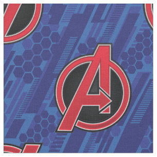 Avengers High Tech Red Avengers Logo Pattern Fabric