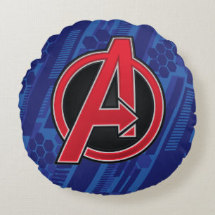 Avengers High Tech Red Avengers Logo Pattern Round Pillow