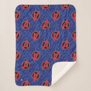 Avengers High Tech Red Avengers Logo Pattern Sherpa Blanket