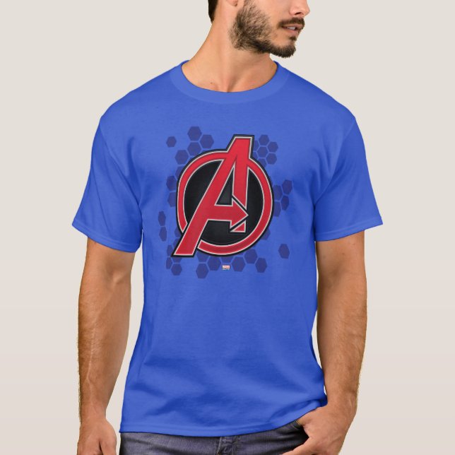 Avengers | High Tech Red Avengers Logo Pattern T-Shirt (Front)