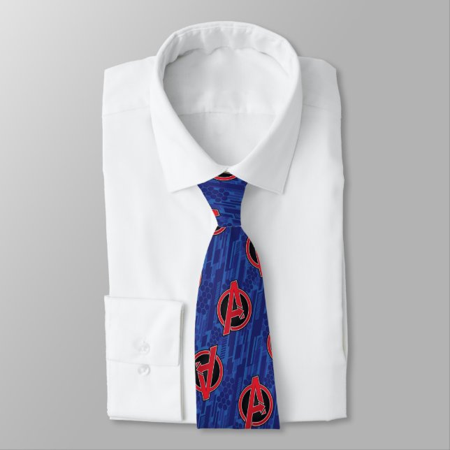 Avengers | High Tech Red Avengers Logo Pattern Tie (Tied)