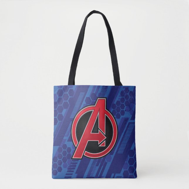 Avengers | High Tech Red Avengers Logo Pattern Tote Bag (Front)