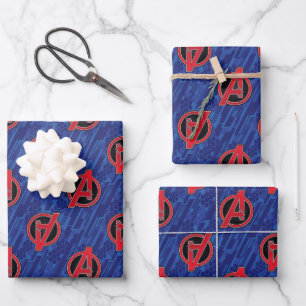 Avengers   High Tech Red Avengers Logo Pattern Wrapping Paper Sheet