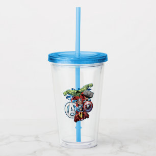 Avengers   High Tech Stacked Group & Logo Acrylic Tumbler
