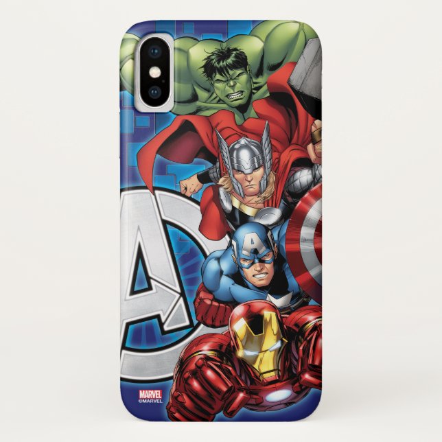 Avengers | High Tech Stacked Group & Logo Case-Mate iPhone Case (Back)