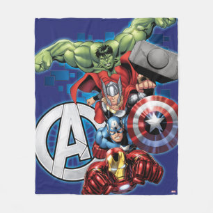 Avengers   High Tech Stacked Group & Logo Fleece Blanket