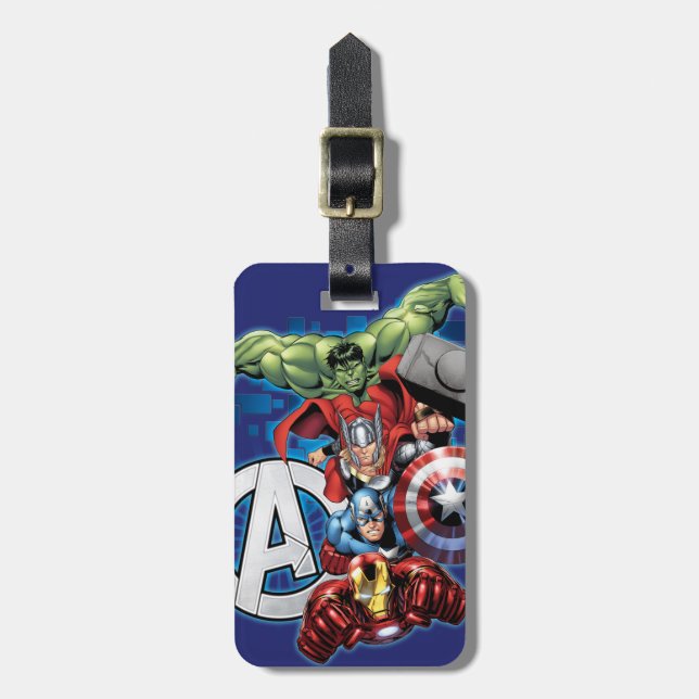 Avengers | High Tech Stacked Group & Logo Luggage Tag (Front Vertical)