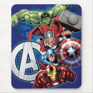 Avengers   High Tech Stacked Group & Logo Mouse Pad