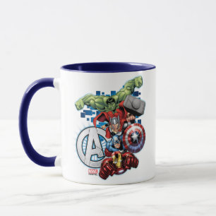 Avengers   High Tech Stacked Group & Logo Mug