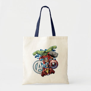 Avengers High Tech Stacked Group & Logo Tote Bag
