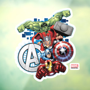 Avengers   High Tech Stacked Group & Logo Window Cling