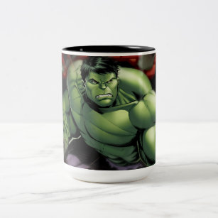 Avengers Hulk Smashing Through Bricks Two-Tone Coffee Mug