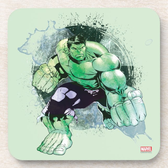 Avengers Hulk Watercolor Graphic Coaster (Front)