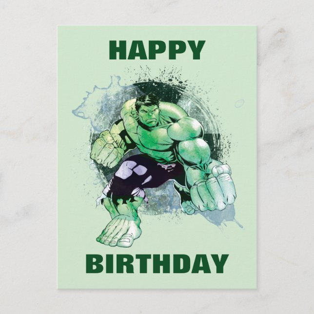 Avengers Hulk Watercolor Graphic Postcard (Front)