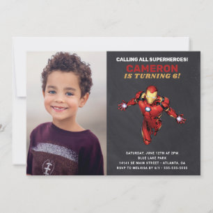 Avengers   Iron Man Birthday - Photo Invitation