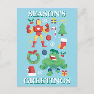 Avengers   Iron Man & Hulk Holiday Graphic Postcard