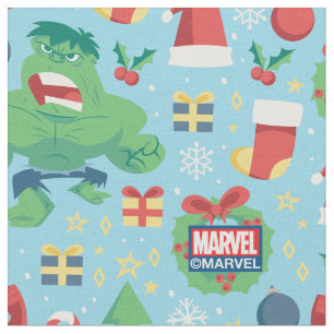 Avengers   Iron Man & Hulk Holiday Pattern Fabric