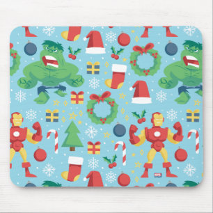 Avengers   Iron Man & Hulk Holiday Pattern Mouse Pad