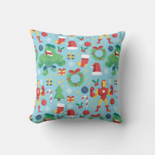 Avengers   Iron Man & Hulk Holiday Pattern Throw Pillow
