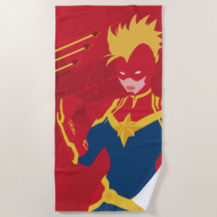 Avengers   Minimalist Captain Marvel Red Jet Art Beach Towel
