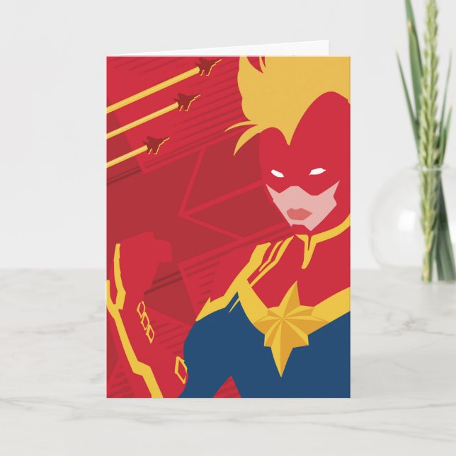 Avengers | Minimalist Captain Marvel Red Jet Art Card (Front)