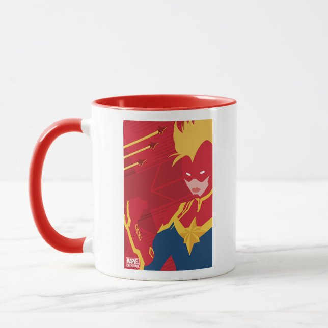 Avengers | Minimalist Captain Marvel Red Jet Art Mug (Left)