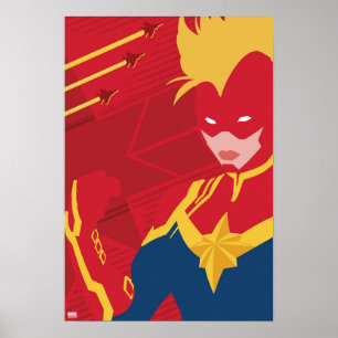Avengers Minimalist Captain Marvel Red Jet Art Poster