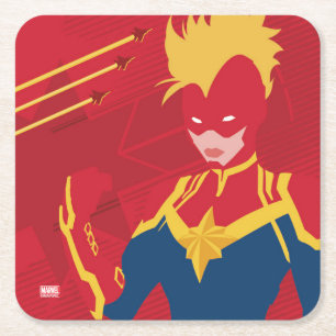 Avengers Minimalist Captain Marvel Red Jet Art Square Paper Coaster