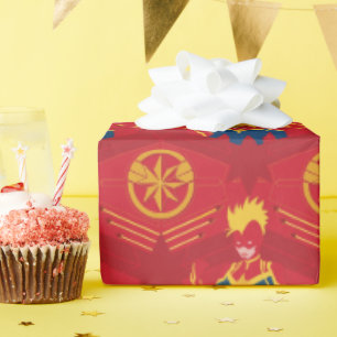 Avengers   Minimalist Captain Marvel Red Jet Art Wrapping Paper