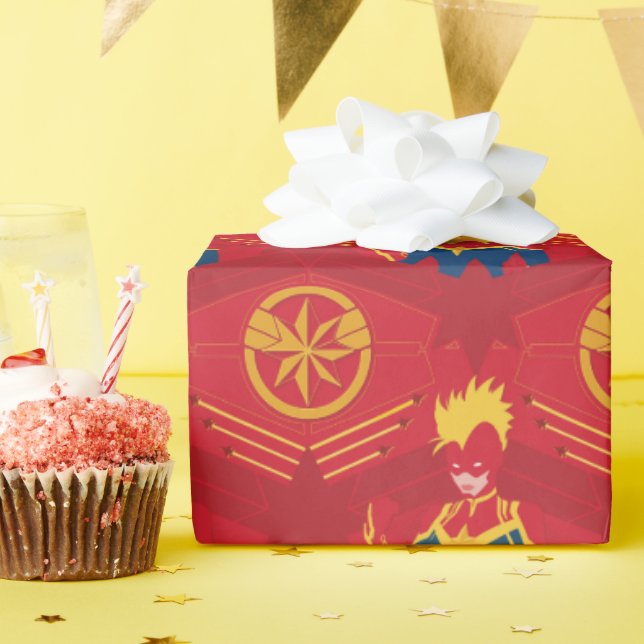 Avengers | Minimalist Captain Marvel Red Jet Art Wrapping Paper (Birthday Party)