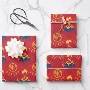 Avengers   Minimalist Captain Marvel Red Jet Art Wrapping Paper Sheet
