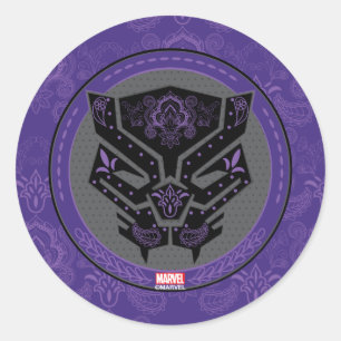 Avengers   Paisley Black Panther Logo Classic Round Sticker