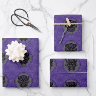 Avengers   Paisley Black Panther Logo Wrapping Paper Sheet