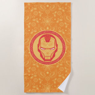 Avengers   Paisley Iron Man Logo Beach Towel