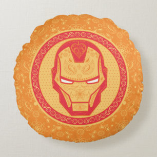 Avengers Paisley Iron Man Logo Round Pillow