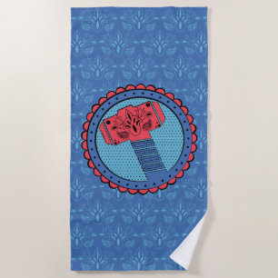 Avengers Paisley Thor Hammer Logo Beach Towel