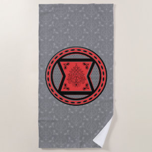Avengers   Red & Black Paisley Black Widow Logo Beach Towel